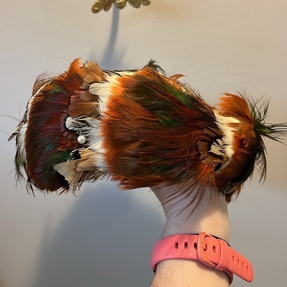 Vintage MCM feather plume hat 1950s USA Union Made - Picture 7 of 9